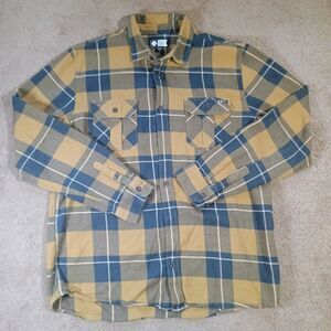 Salty Crew Button Up Flannel Shirt Mens Large Blue Plaid Long Sleeve Shirt